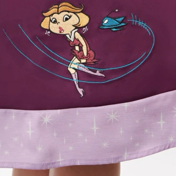 Unique Vintage The Jetsons Jane Purple 60's Retro Halter Pinup Swing Dress 1X 16 - Picture 9 of 16